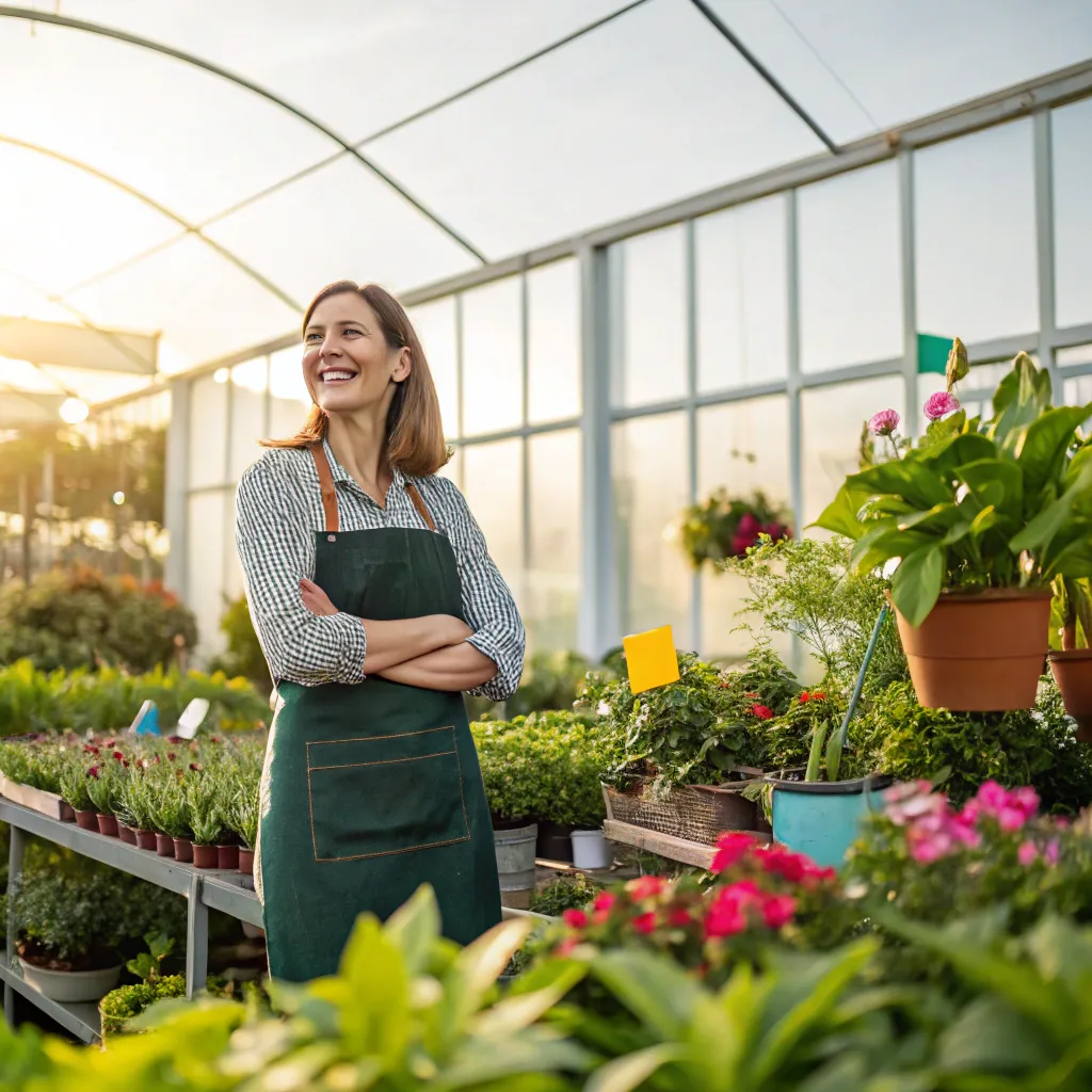 Picture of a happy customer in the garden center
